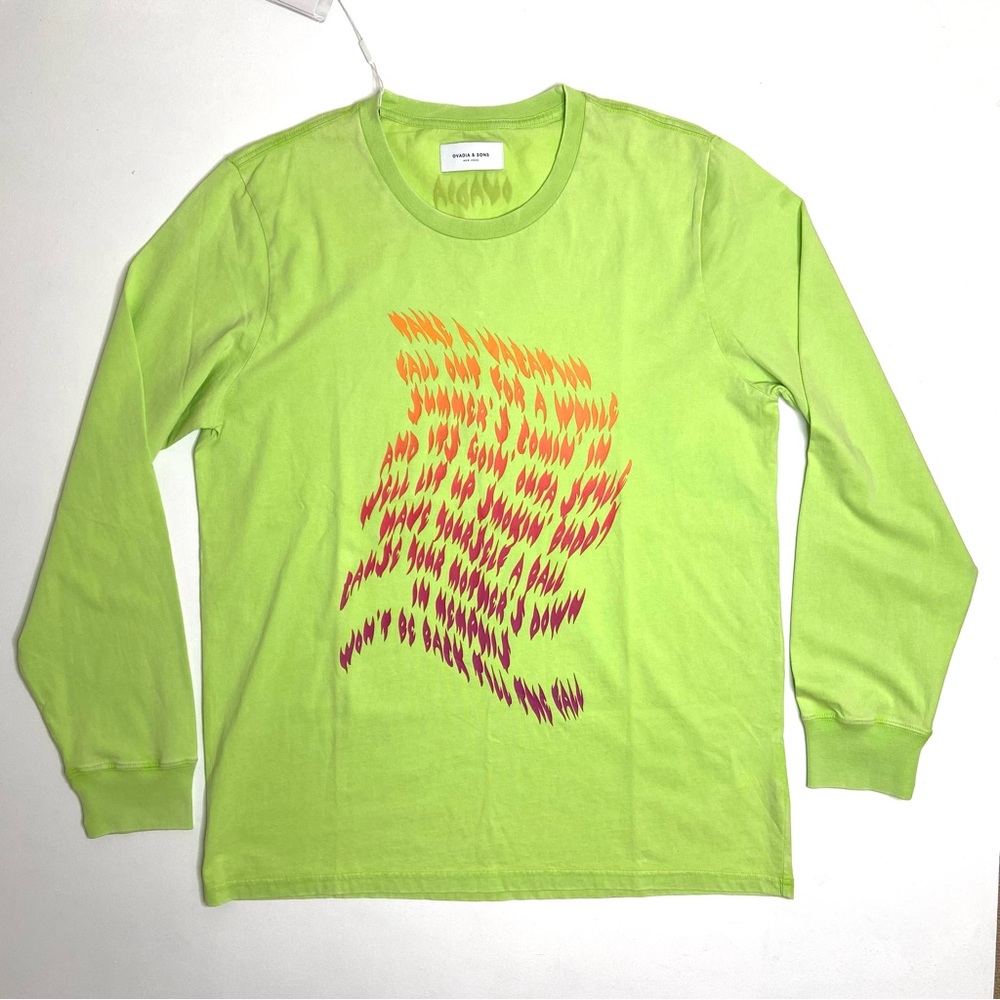 OVADIA & SONS Grateful Lime Green Long Sleeve T Shirt